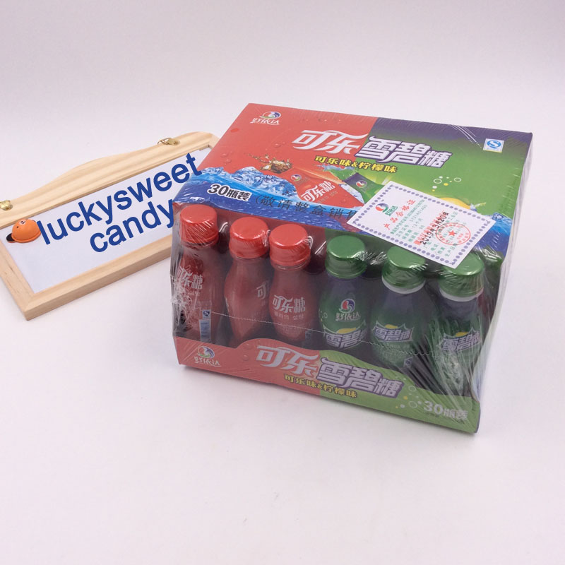 Soda pressed candy in bottle in box