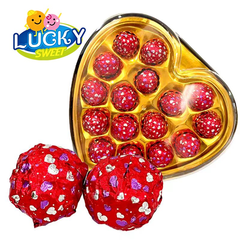 Red heart chocolate balls Crispy chocola