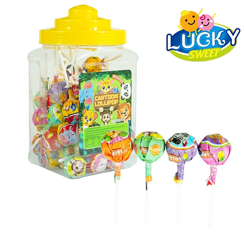 Round fruit lollipop candy jar packing