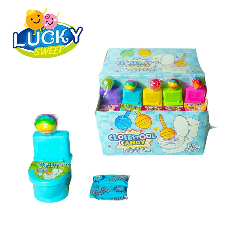 Toilet fruit lollipop with powder candy