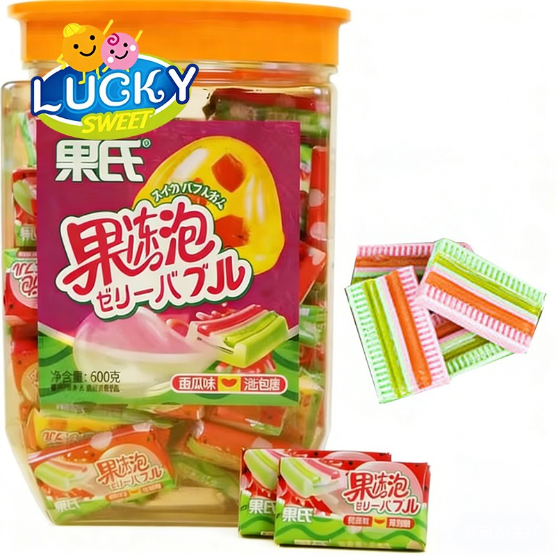 Watermelon-filled bubble gum