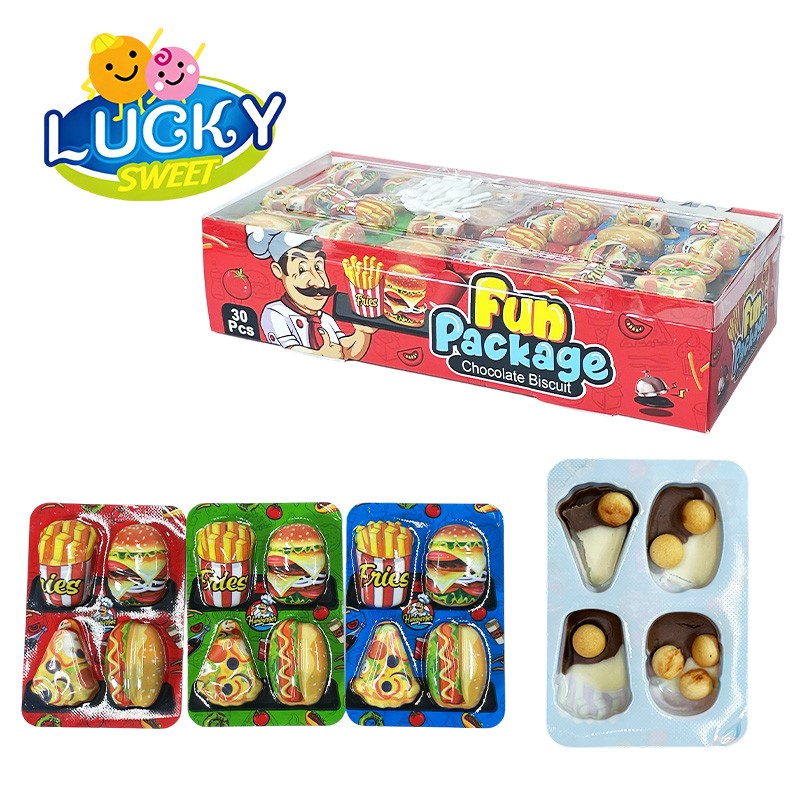 fun package chocolate cup with hamburger cartoon