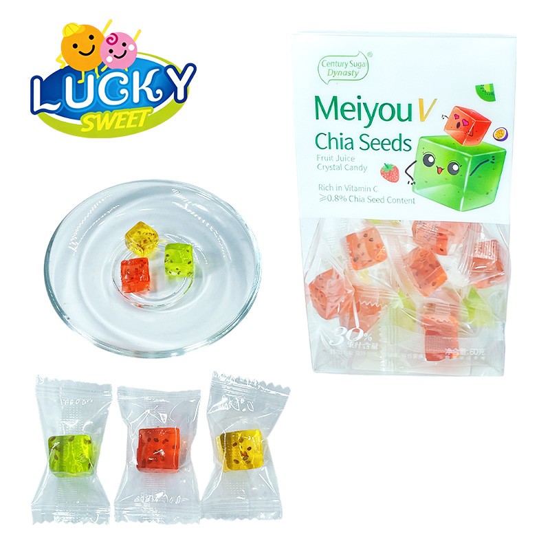 Cube gummy candy fruit flavor candy