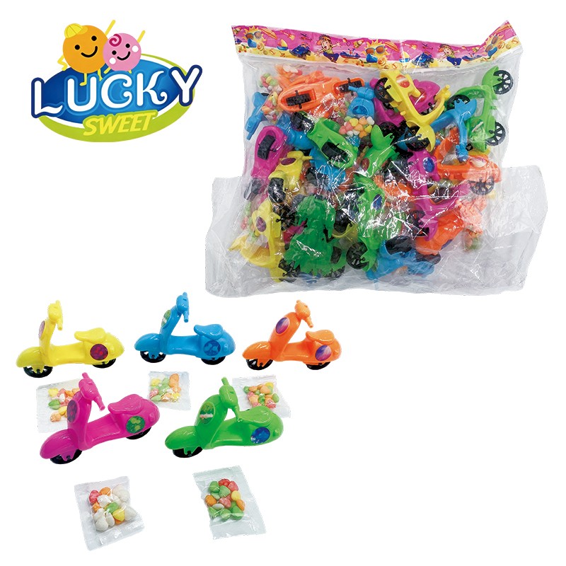 Scooter-shaped pressed candy toy